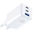 3MK hálózati töltő Hyper GaN Charger 65W 1xUSB-A 2xUSB-C PD QC4+, fehér