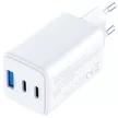 3MK hálózati töltő Hyper GaN Charger 65W 1xUSB-A 2xUSB-C PD QC4+, fehér