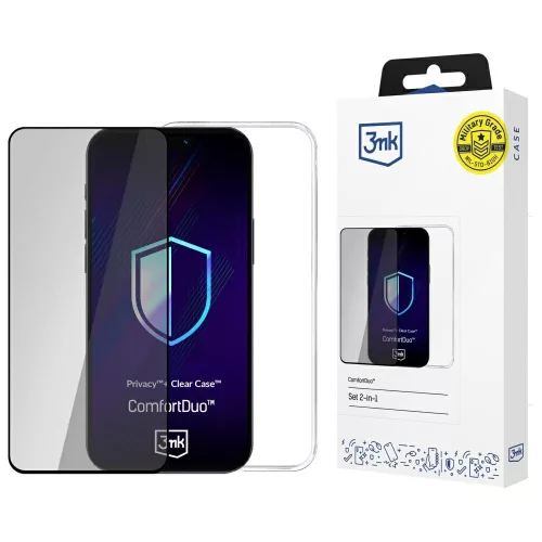 3MK ComfortDuo Privacy Clear Apple iPhone 16E tok és betekintésvédő edzett üvegfólia