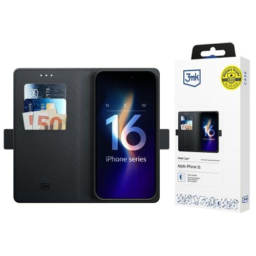 3MK case Wallet Case Apple iPhone 17 tok, fekete