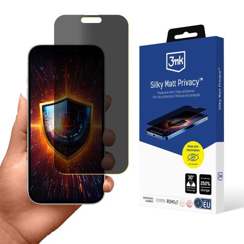 3MK Silky Matt Privacy Apple iPhone 17 betekintésvedő edzett üvegfólia