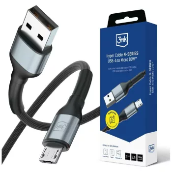   3MK Hyper Cable N-SERIES - Micro, 3m, QC 3.0 5 V/2A 10W, kábel, fekete
