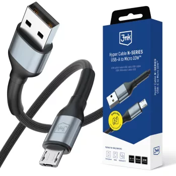   3MK Hyper Cable N-SERIES USB-A - MicroUSB 50 cm QC 3.0 5 V/2A 10W, kábel, fekete