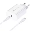 FORCELL F-ENERGY TFK-TC-20WPD hálózati töltő Type C + kábel Type C to Lightning PD QC4.0 3A 20W, fehér