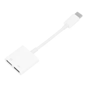AUX 2in1 USB-C - USB-C, adapter, fehér