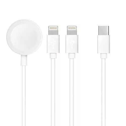 Töltő kábel 3in1 Type C to 2 x Lightning/ Apple Watch 3W 2A C3168 1,2 m, fehér