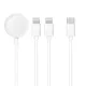 Töltő kábel 3in1 Type C to 2 x Lightning/ Apple Watch 3W 2A C3168 1,2 m, fehér