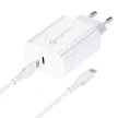 FORCELL F-ENERGY TFK-TC-25WPD hálózati töltő Type C + kábel Type C to Type C PD Q.C 3A 25W, fehér