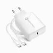 FORCELL F-ENERGY TFK-TC-25WPD hálózati töltő Type C + kábel Type C to Type C PD Q.C 3A 25W, fehér