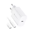 FORCELL F-ENERGY TFK-TC-25WPD hálózati töltő Type C + kábel Type C to Type C PD Q.C 3A 25W, fehér