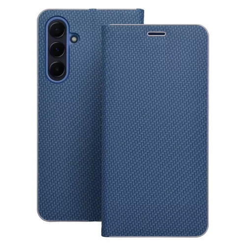 LUNA Book Carbon oldalra nyíló tok SAMSUNG S22, kék