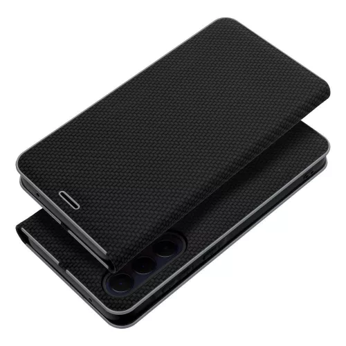 LUNA Book Carbon oldalra nyíló tok SAMSUNG S22 Ultra, fekete modellhez