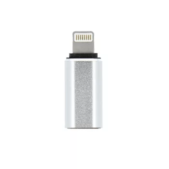 Type C (female) Lightning (male), adapter, ezüst