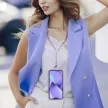 CRYSTAL DIAMOND nyaklánc telefonhoz/zsinór hossza 74cm (37cm hurokban)/nyakra akasztható, lila