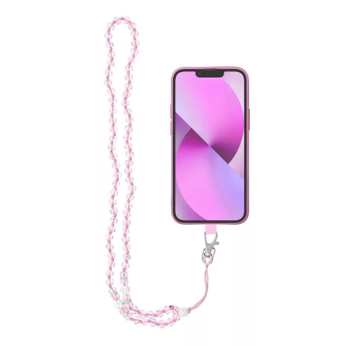 CRYSTAL DIAMOND nyaklánc telefonhoz/zsinór hossza 74cm (37cm hurokban)/nyakra akasztható, rózsaszín