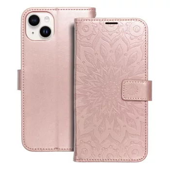MEZZO Book case IPHONE 14 Plus mandala tok, rozéarany
