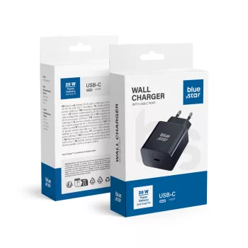   Blue Star hálózati töltő Type C PD QC4.0 3A 20W TFB-TC-20WPD, fekete