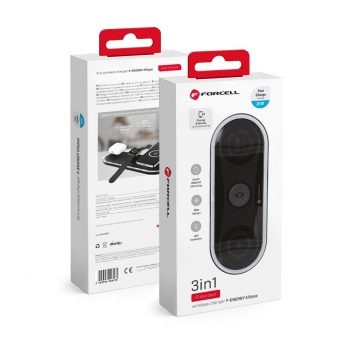   FORCELL F-ENERGY Ellipse vezeték nélküli töltő 3in1 compatible with Apple Qi QC 15W, fekete