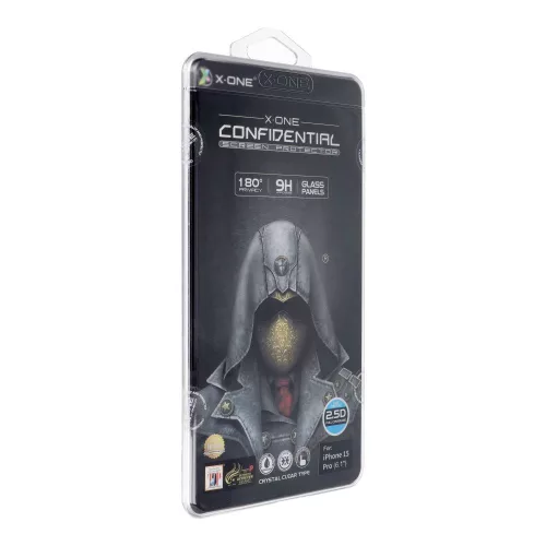 X-ONE Full Cover Extra Strong Privacy - iPhone 15 Pro (full glue) tempered glass 9H betekintésvédő üvegfólia