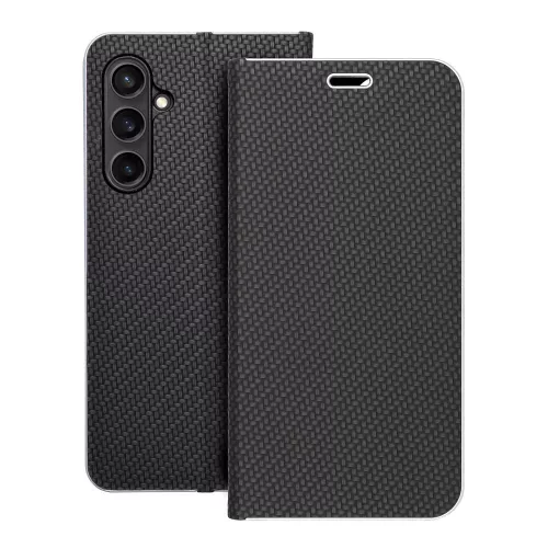 LUNA Book Carbon oldalra nyíló tok Samsung Galaxy S23 FE, fekete