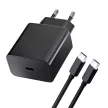 Blue Star hálózati töltő Type C + kábel Type C - Type C PD QC4.0 3A 25W TFB-TC-25WPD, fekete