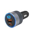 FORCELL F-ENERGY Alu autós töltő 2 x Type C + USB A PD QC4.0 SFC 2.0 4,5A 65W , szürke