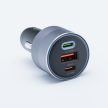 FORCELL F-ENERGY Alu autós töltő 2 x Type C + USB A PD QC4.0 SFC 2.0 4,5A 65W , szürke