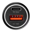 Blue Star autós töltő 3A 25W Type C + USB A PD QC3.0 AFC PPS, fekete