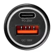 Blue Star autós töltő 3A 25W Type C + USB A + kábel Type C to Type C PD QC3.0 AFC PPS, fekete