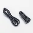 Blue Star autós töltő 3A 25W Type C + USB A + kábel Type C to Lightning PD QC3.0 AFC PPS, fekete