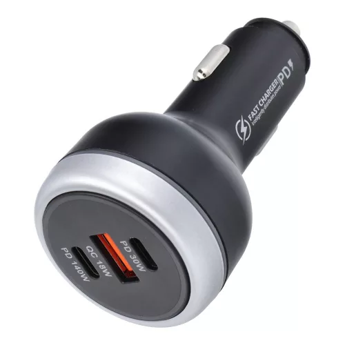 Autós töltő USB A + 2 x Type C PD QC3.0 3A 191W CC69-2C1A, fekete