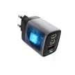 FORCELL F-ENERGY GaN III VT-37 hálózati töltő kijelzővel LCD 2 x Type C + USB A PD QC4.0 SAM SFC2.0 3,45A 70W , szürke