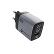 FORCELL F-ENERGY GaN III VT-37 hálózati töltő kijelzővel LCD 2 x Type C + USB A PD QC4.0 SAM SFC2.0 3,45A 70W , szürke