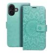 MEZZO Book case iPhone 16 mandala tok, zöld