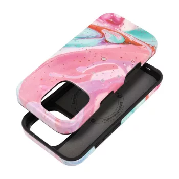   FORCELL F-PROTECT Mirage case MagSafe iPhone 16 PRO márványtok, mentazöldás tok, rózsaszín