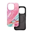 FORCELL F-PROTECT Mirage case MagSafe iPhone 16 PRO márványtok, mentazöldás tok, rózsaszín