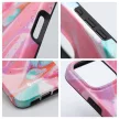 FORCELL F-PROTECT Mirage case MagSafe iPhone 16 PLUS márványtok, mentazöldás tok, rózsaszín