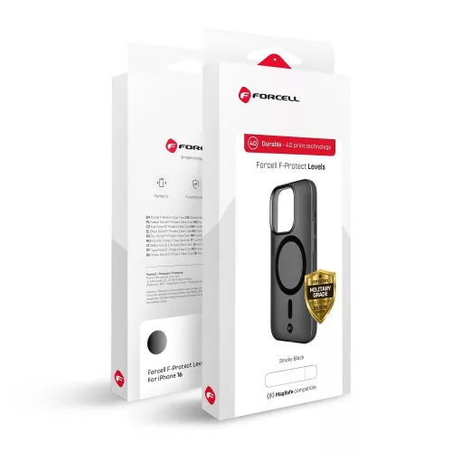 FORCELL F-PROTECT Levels Dual Layer 4D technology, Miliatry Drop-Test MagSafe iPhone 16 PLUS tok, fekete