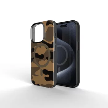   FORCELL F-PROTECT Levels Dual Layer 4D technology, Miliatry Drop-Test MagSafe iPhone 16 PRO MAX tok, terepmintás tok, barna