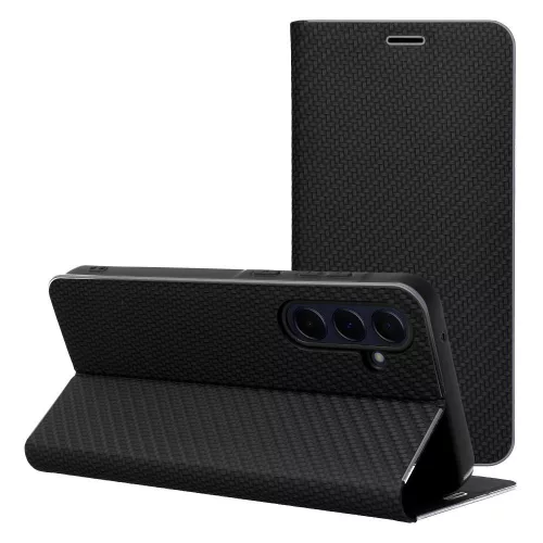 LUNA Book Carbon Samsung Galaxy S25 Plus tok, fekete