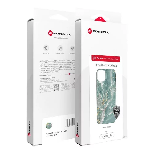 FORCELL F-PROTECT Mirage, Military Drop-Tested case MagSafe IPHONE 15 tok, zöld marble tok, színes