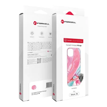   FORCELL F-PROTECT Mirage, Military Drop-Tested case MagSafe IPHONE 15 tok, rózsaszín marble tok, színes
