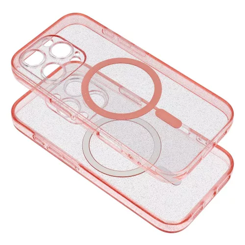 CLEAR MAG COVER case camera protection MagSafe iPhone 16 Pro Max glitter tok, rózsaszín