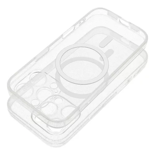 CLEAR MAG COVER case camera protection MagSafe IPHONE 14 tok, átlátszó glitter