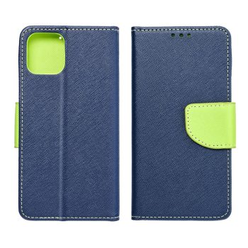   FANCY Book case for XIAOMI Redmi Note 14 5G tok, sötétkék / lime
