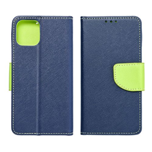 FANCY Book case for XIAOMI Redmi Note 14 5G tok, sötétkék / lime