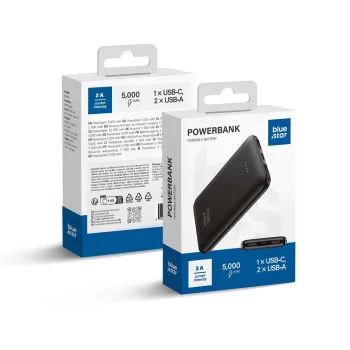 BLUE STAR powerbank 5000 mAh 2A W0539, fekete