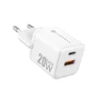 FORCELL F-ENERGY Mini GaN III VT-35A hálózati töltő with 1 x Type C + 1x USB A sockets, PD QC4.0 20W, fehér