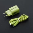FORCELL F-ENERGY Crystal Color GaN III VT-41 hálózati töltő, szilikon kábel 1 x Type C + 1x USB A sockets, PD QC4.0 33W , zöld