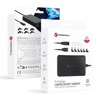   FORCELL F-ENERGY E856 univerzális laptop töltő 65W (6 adaptors), fekete
